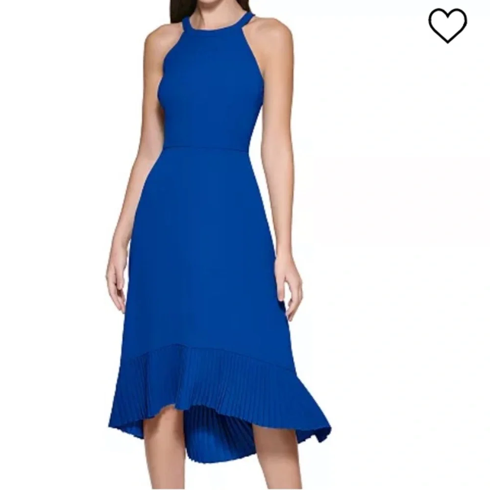 KENSIE💙EUC PLEATED FAUX HALTER COCKTAIL DRESS - Picture 2 of 15